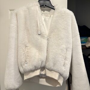 Blanc Noir cozy faux fur hoodie jacket
